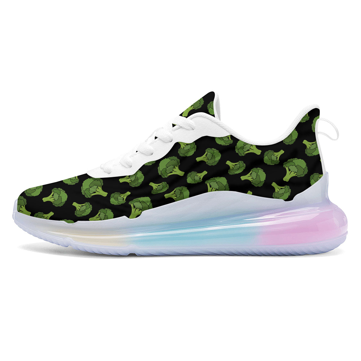 Black And Broccoli Print Pattern Running Sneakers-grizzshop