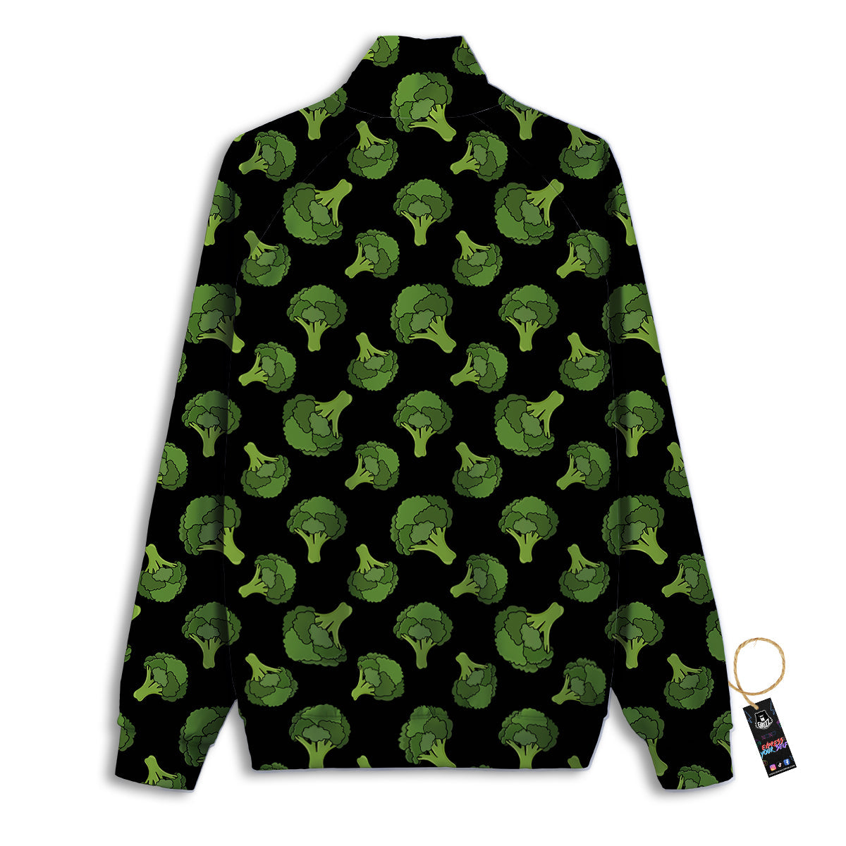 Black And Broccoli Print Pattern Track Jacket-grizzshop