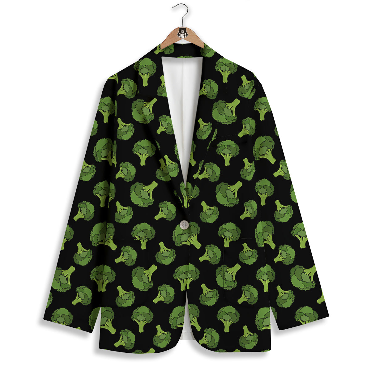 Black And Broccoli Print Pattern Women's Blazer-grizzshop