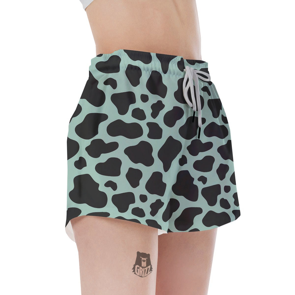 Black And Green Cow Print Women's Shorts-grizzshop