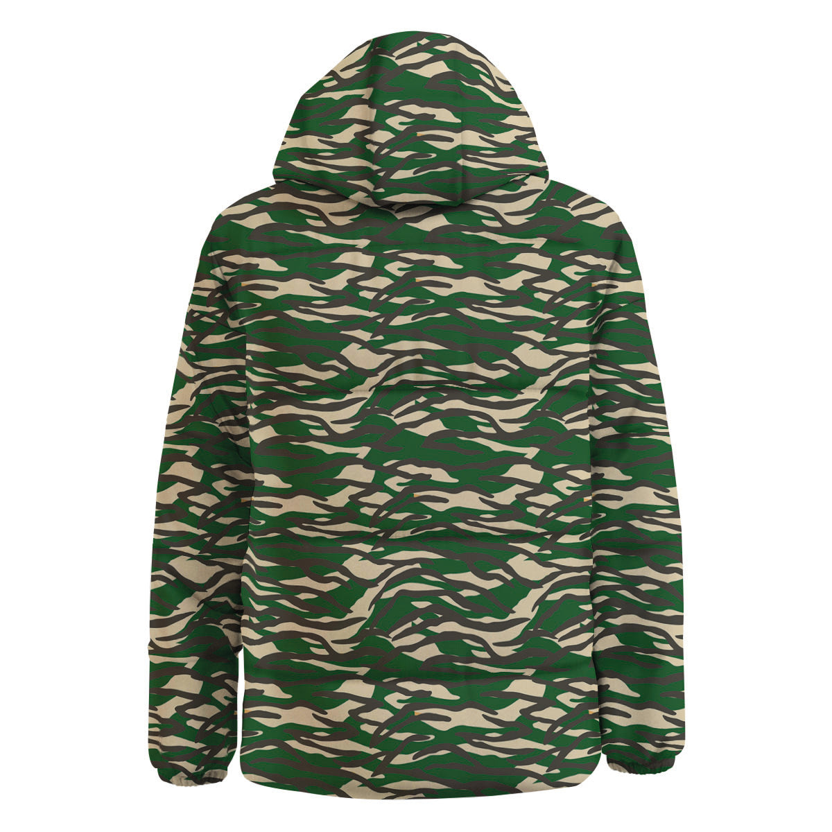 Black And Green Tiger Stripe Camo Print Down Jacket-grizzshop