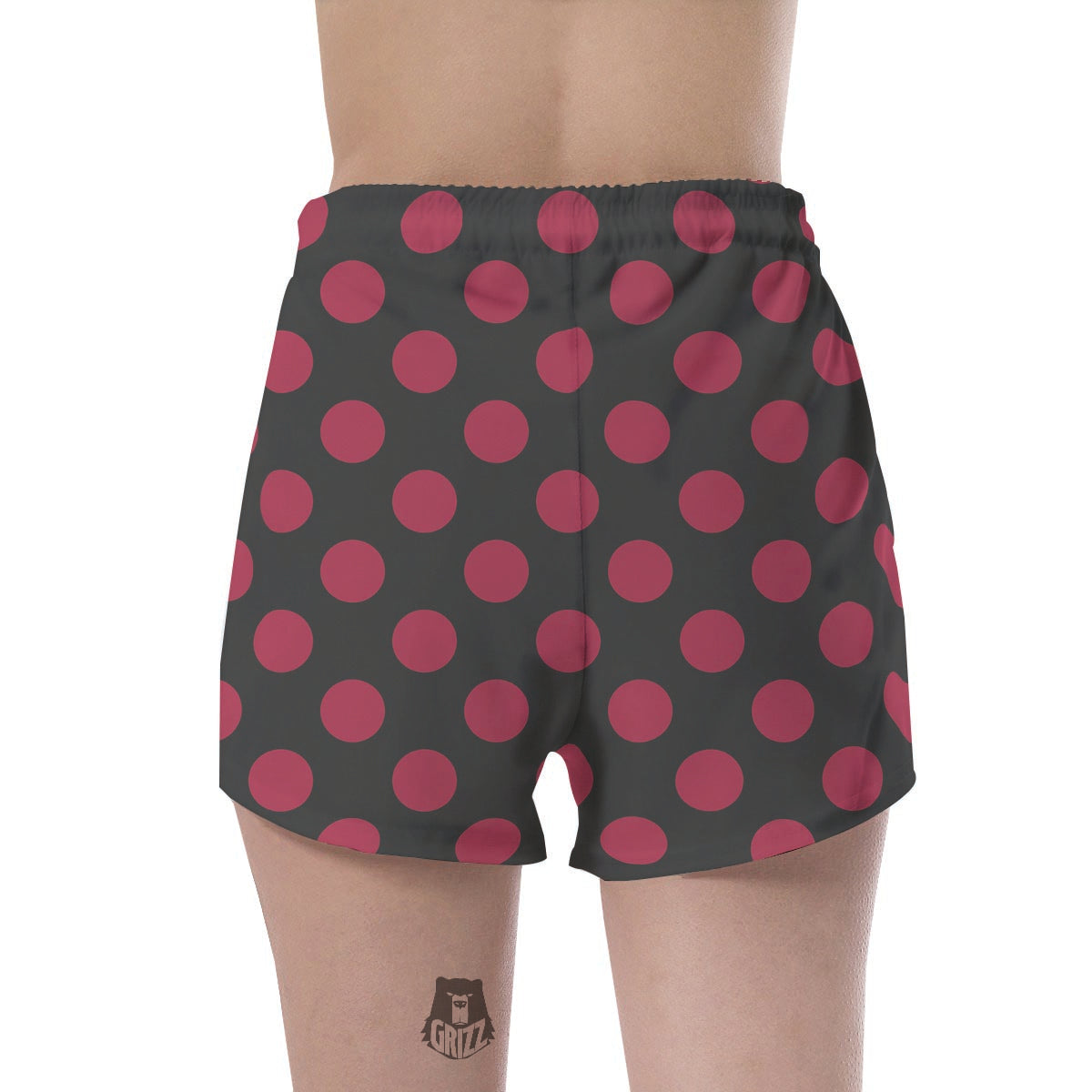 Black And Maroon Polka Dot Women's Shorts-grizzshop