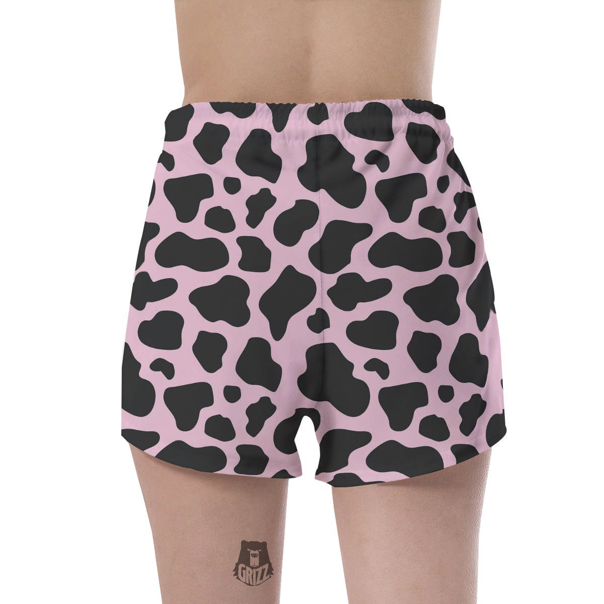Black And Pink Cow Print Women's Shorts-grizzshop