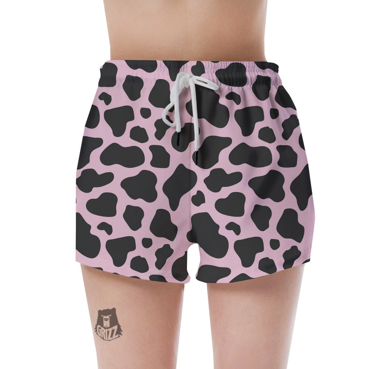 Black And Pink Cow Print Women's Shorts-grizzshop