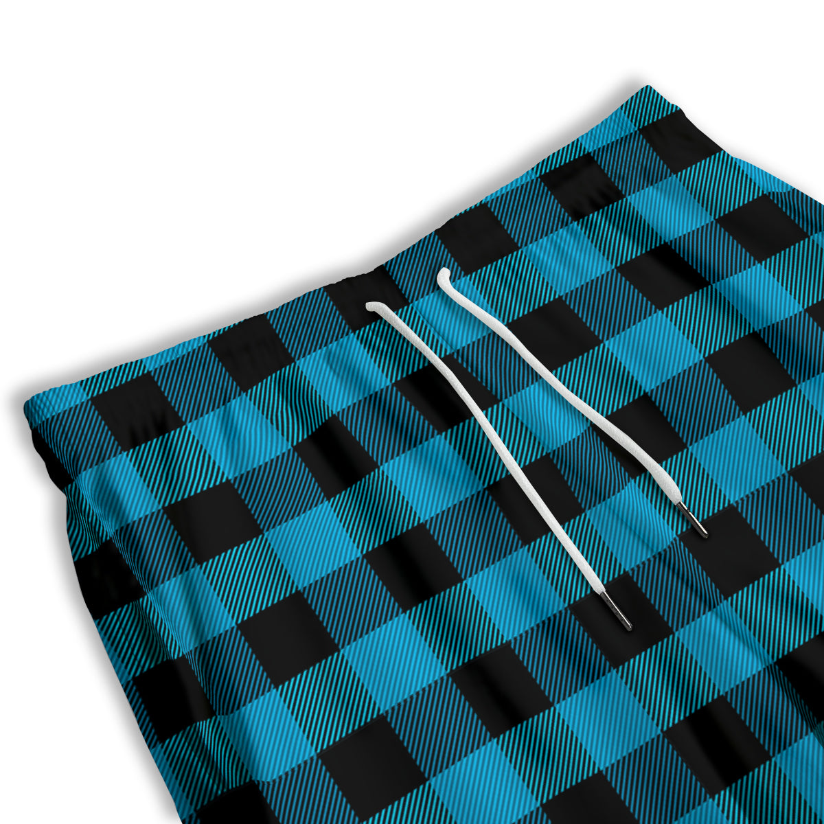 Black And Turquoise Check Print Pattern Men's Athletic Shorts