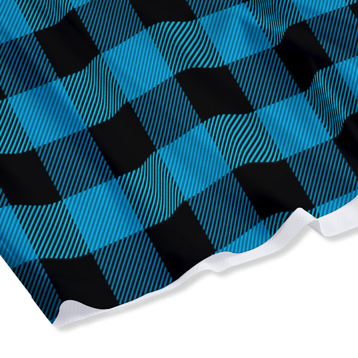 Black And Turquoise Check Print Pattern Mesh Shorts