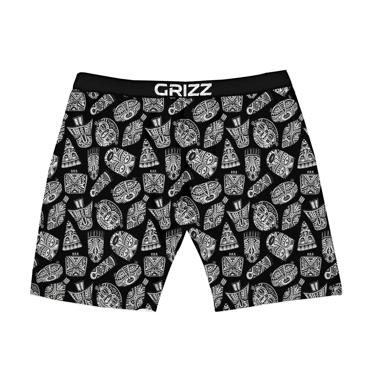 Black And White African Fancy Masks Print Pattern Boxer Briefs-grizzshop