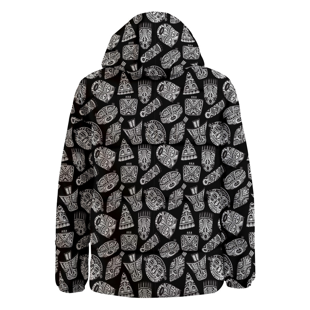 Black And White African Fancy Masks Print Pattern Down Jacket-grizzshop