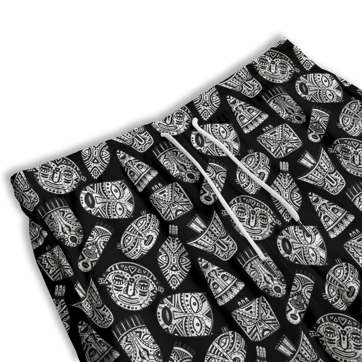 Black And White African Fancy Masks Print Pattern Men's Athletic Shorts