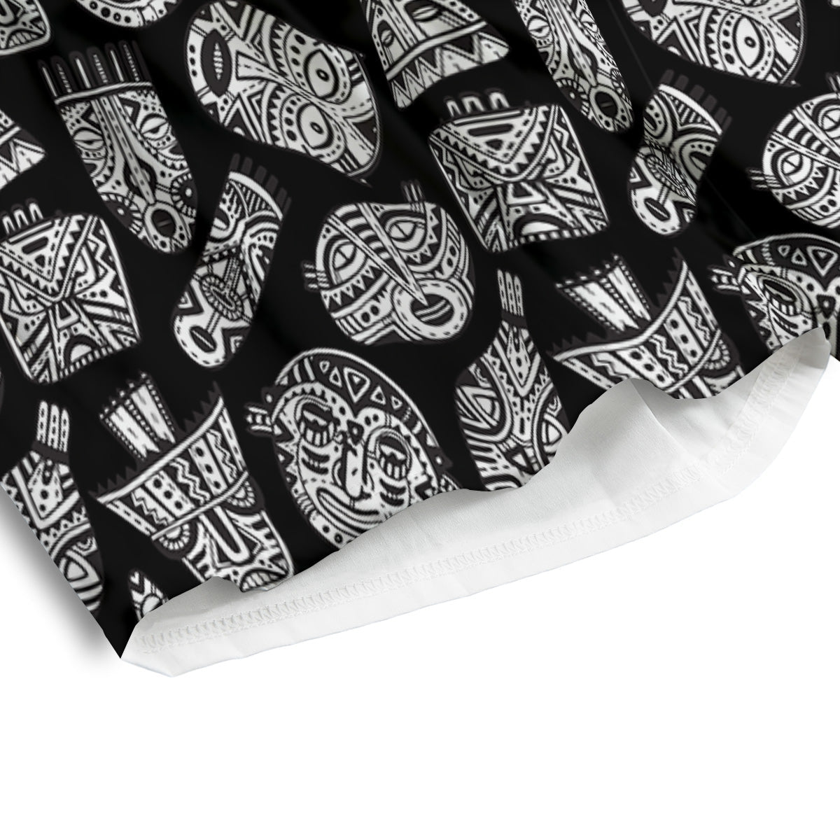 Black And White African Fancy Masks Print Pattern Men's Athletic Shorts