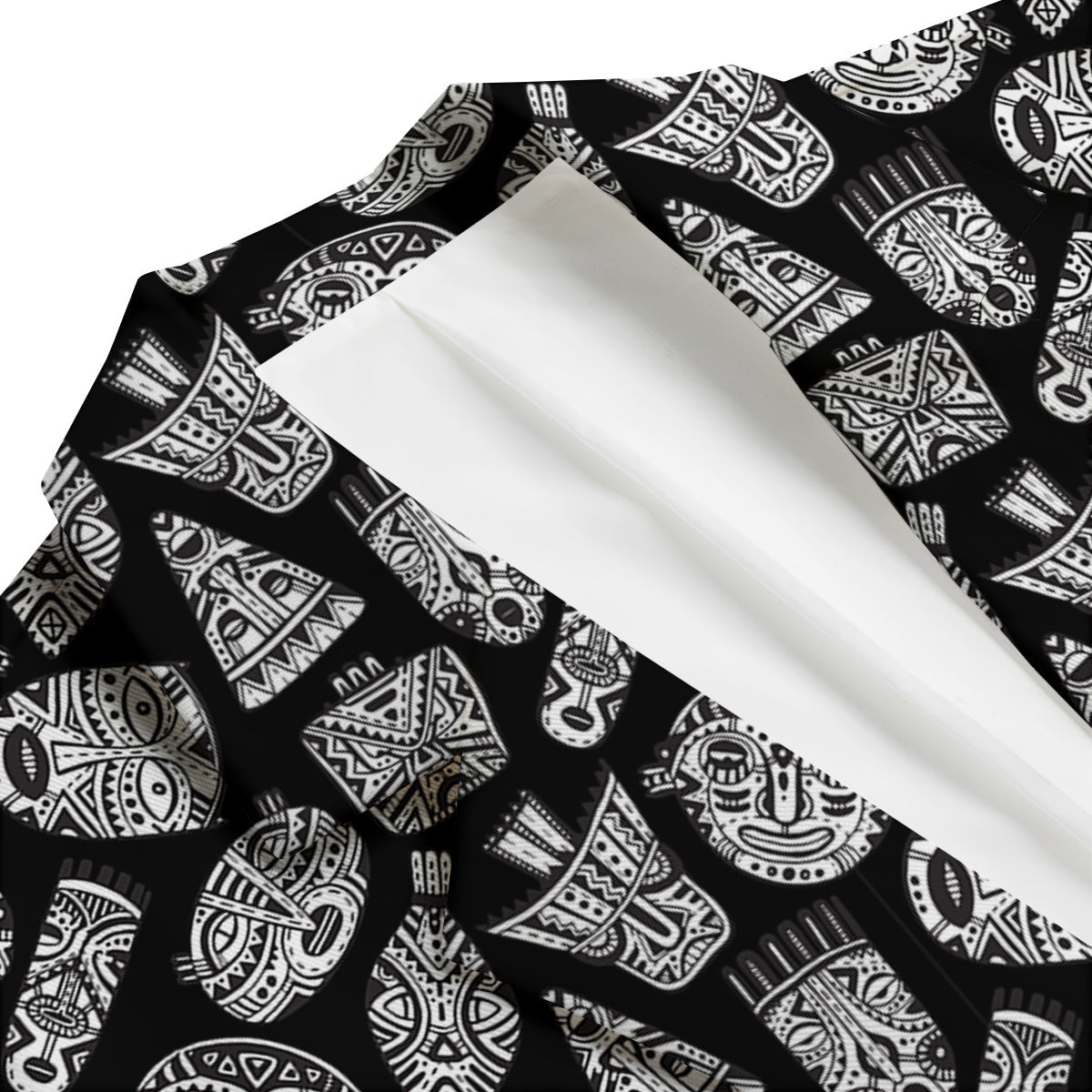 Black And White African Fancy Masks Print Pattern Men's Blazer-grizzshop