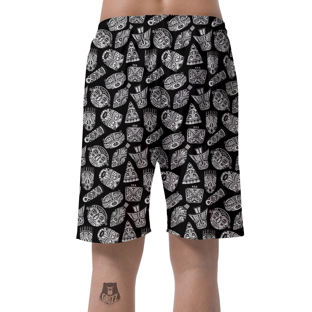 Black And White African Fancy Masks Print Pattern Men's Shorts-grizzshop