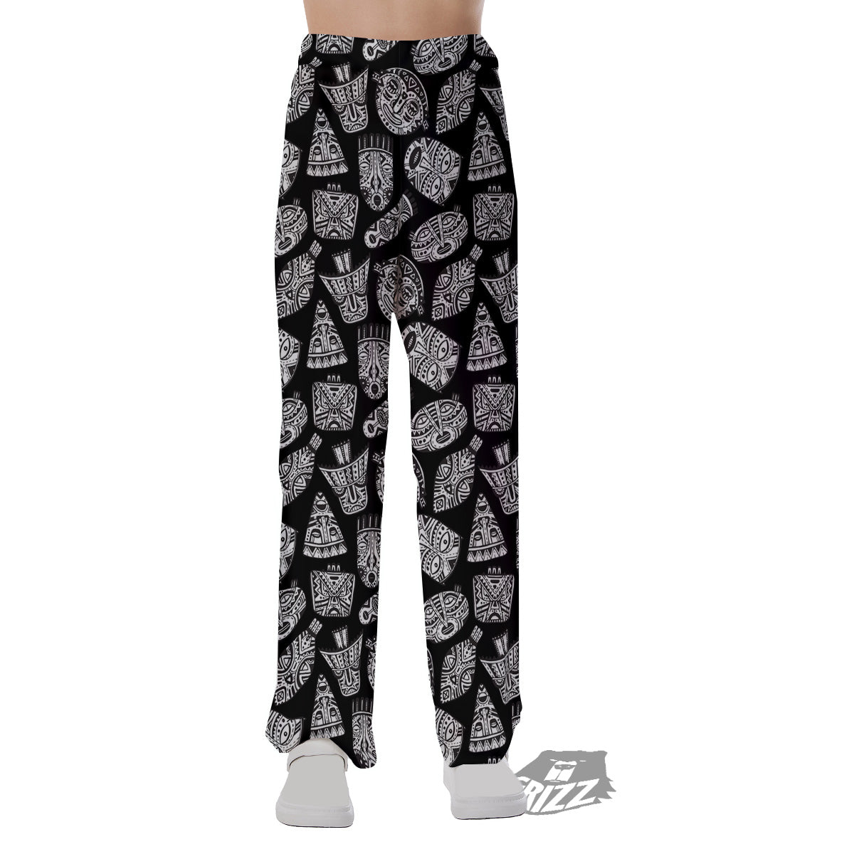 Black And White African Fancy Masks Print Pattern Pajama Pants-grizzshop