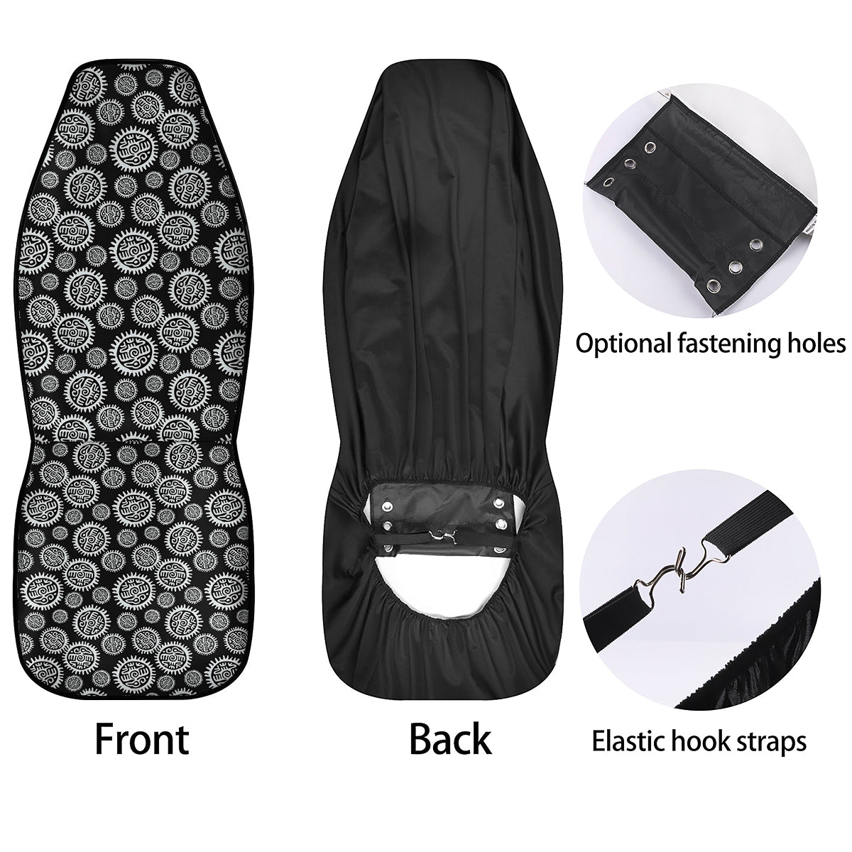 Black And White Aztec Mayan Eagle Print Pattern Car Seat Covers-grizzshop