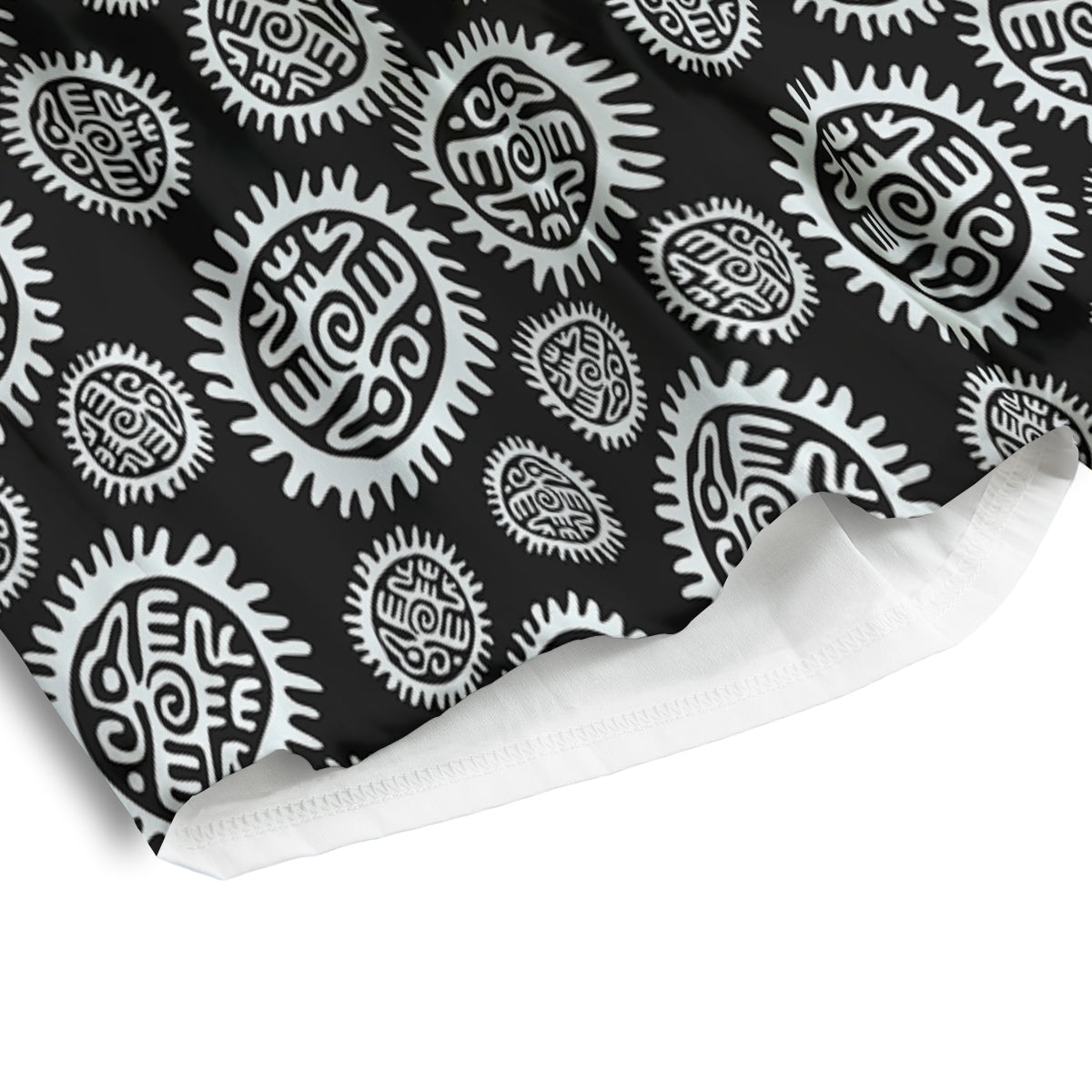 Black And White Aztec Mayan Eagle Print Pattern Men's Athletic Shorts