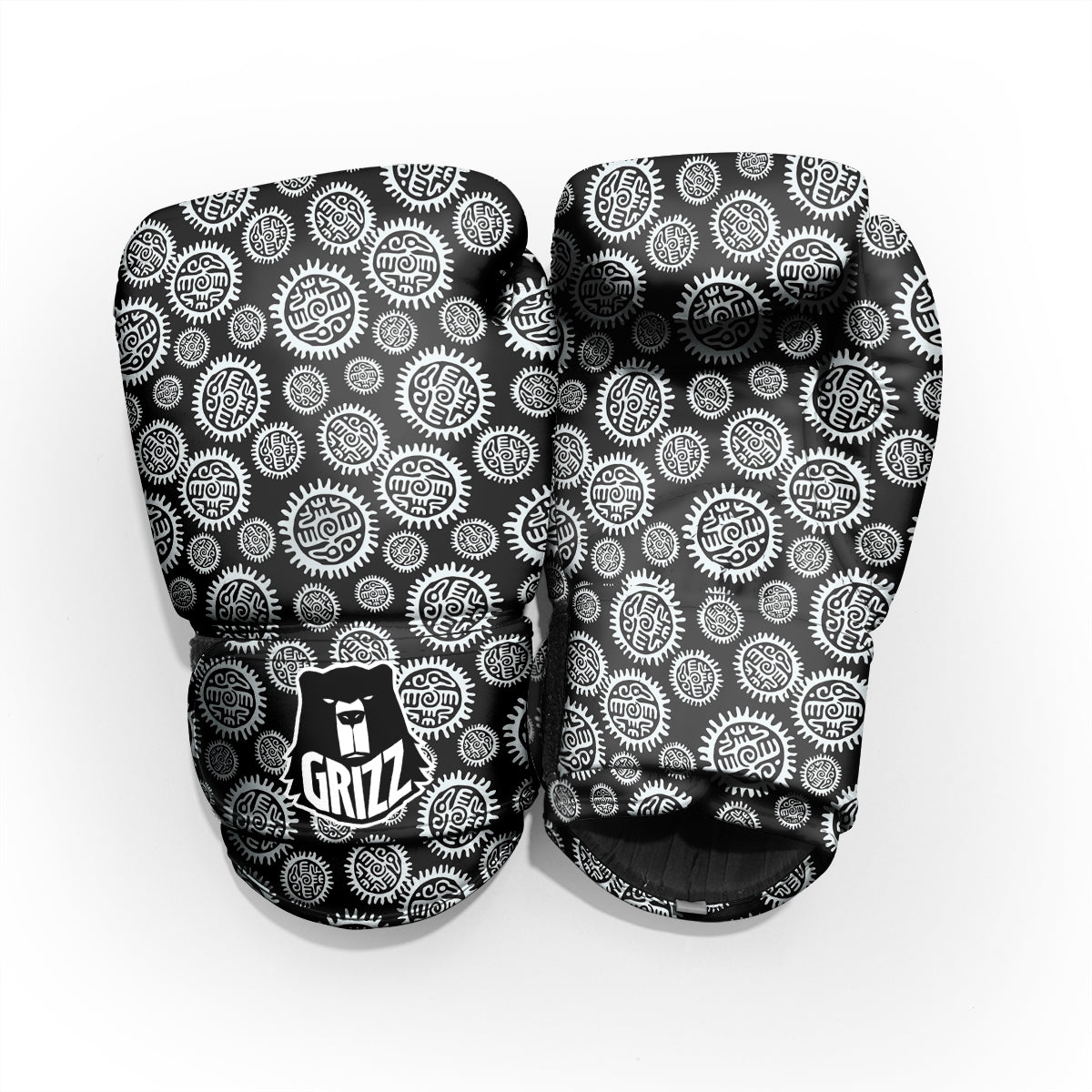 Black And White Aztec Mayan Eagle Print Pattern Pro Boxing Glove