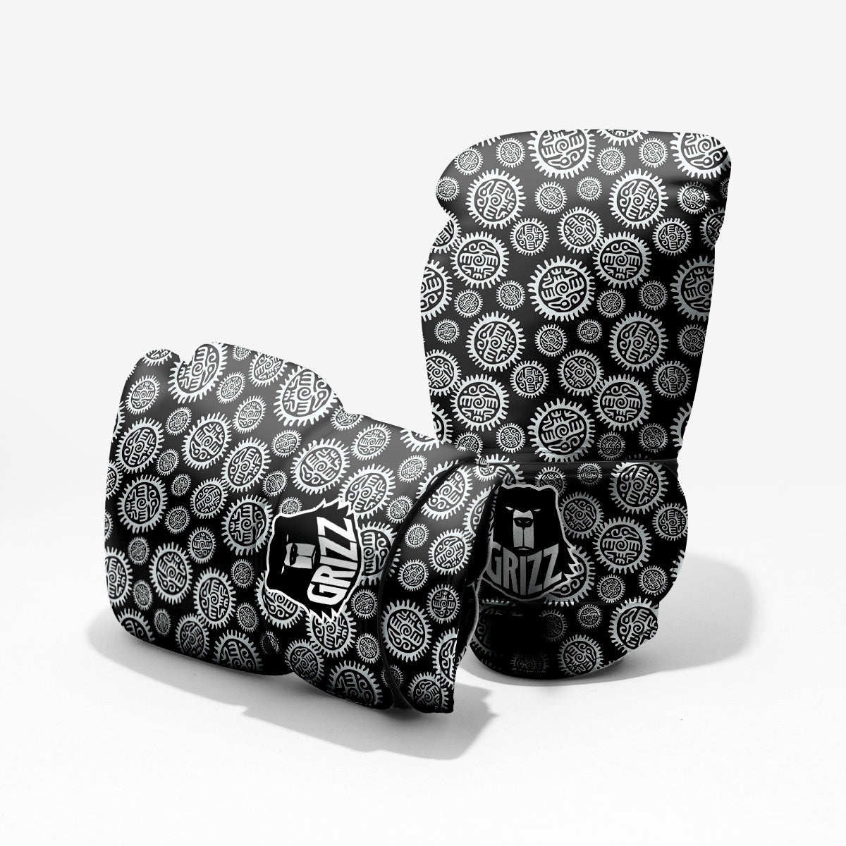 Black And White Aztec Mayan Eagle Print Pattern Pro Boxing Glove