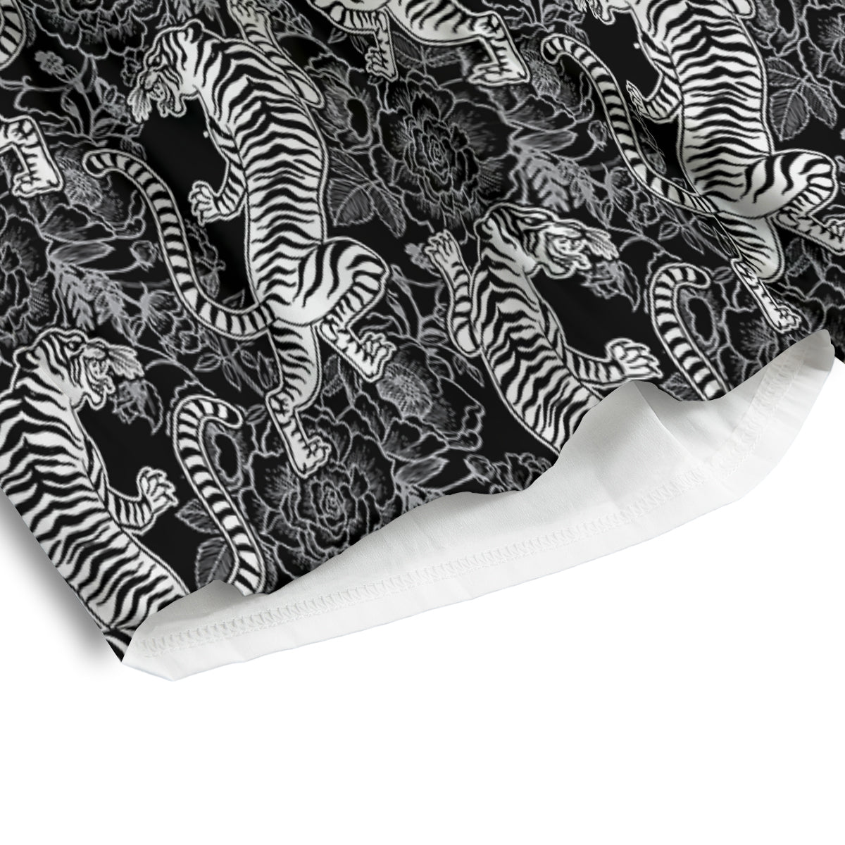 Black And White Chinese Tiger Print Pattern Men's Athletic Shorts