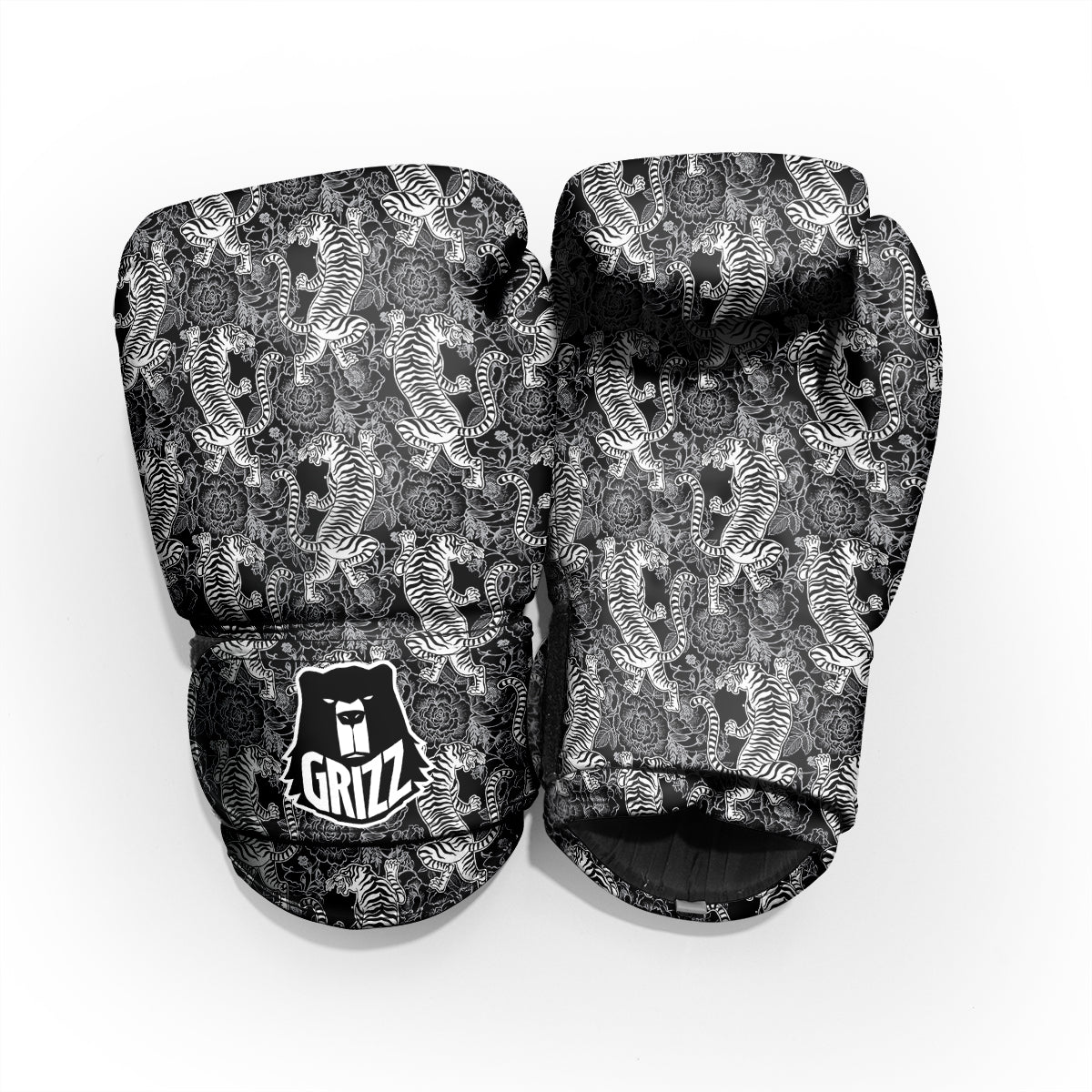Black And White Chinese Tiger Print Pattern Pro Boxing Glove