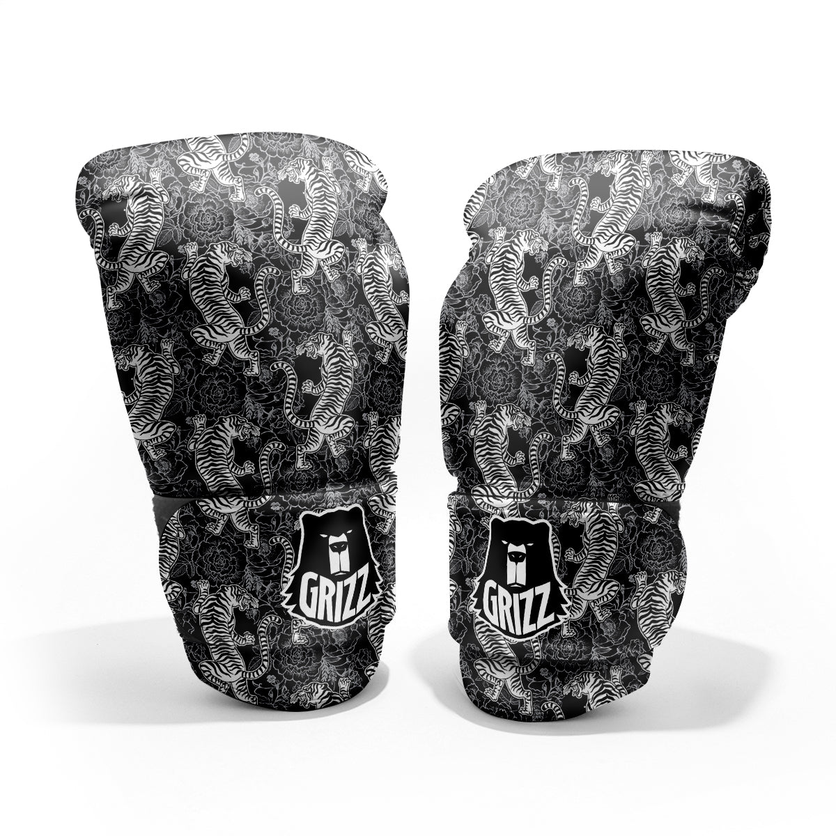 Black And White Chinese Tiger Print Pattern Pro Boxing Glove