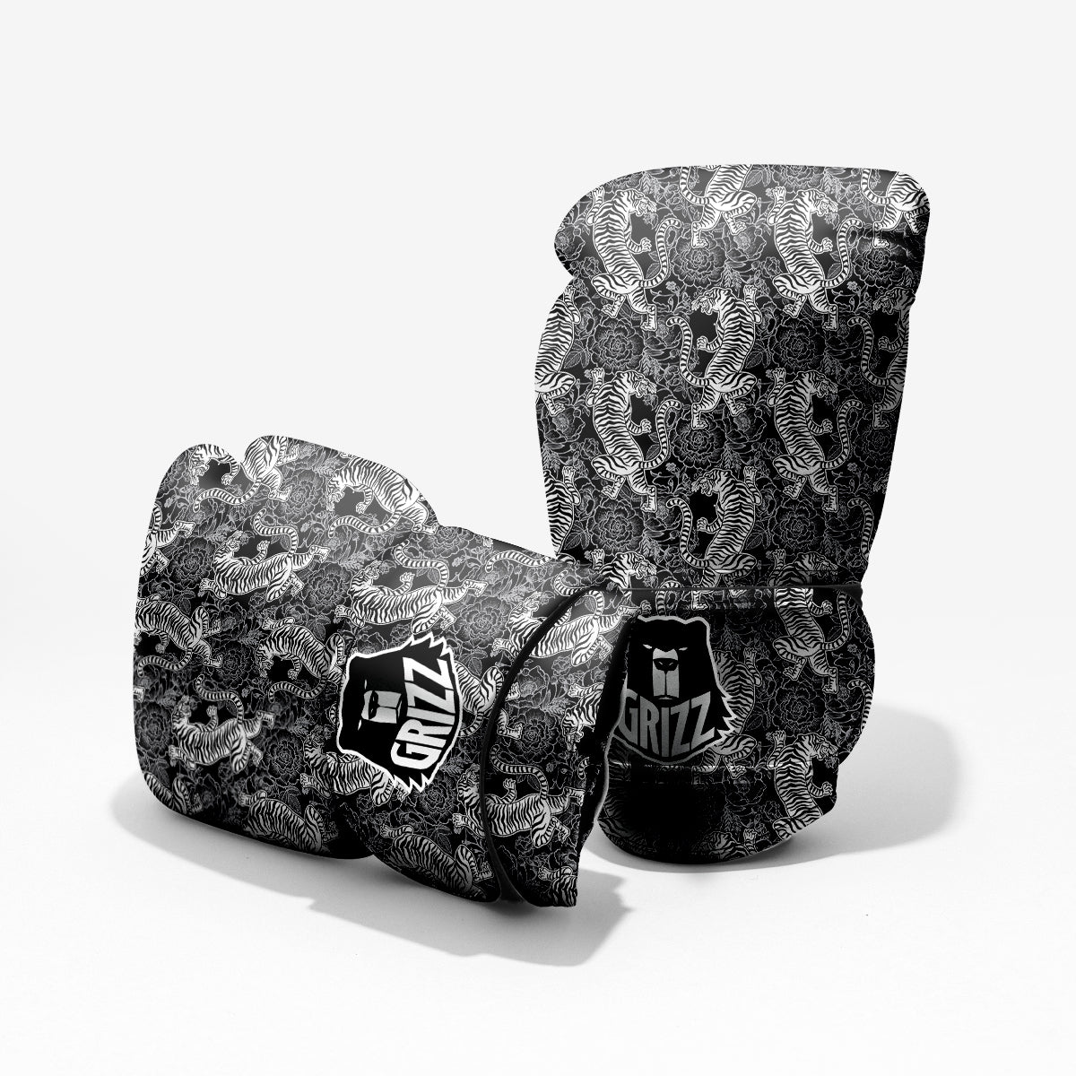 Black And White Chinese Tiger Print Pattern Pro Boxing Glove