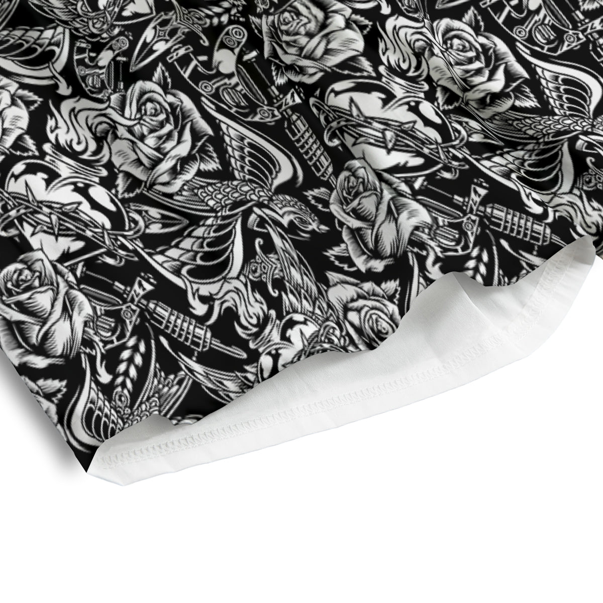 Black And White Oldschool Tattoo Print Pattern Men's Athletic Shorts