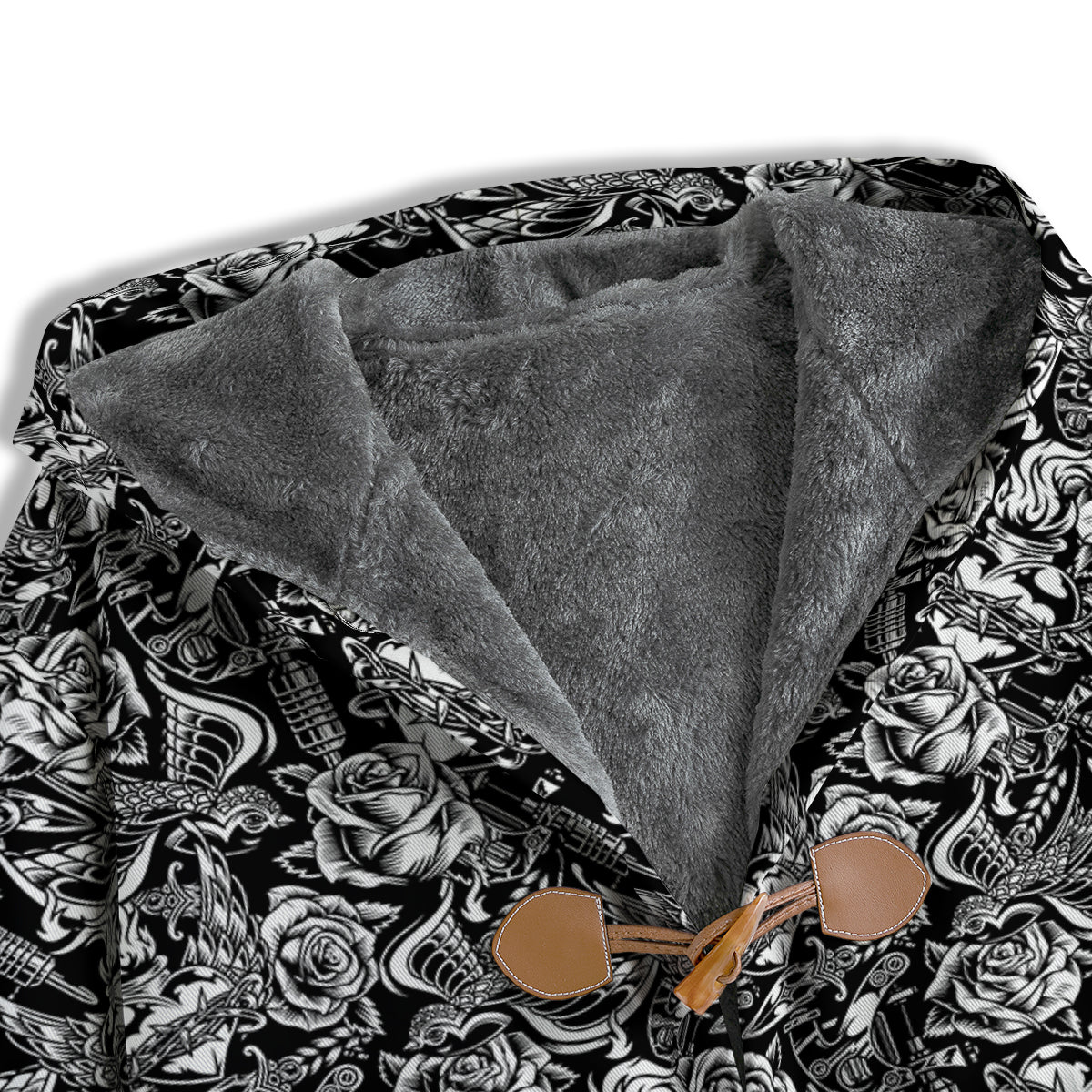 Black And White Oldschool Tattoo Print Pattern Men's Windbreaker Jacket-grizzshop