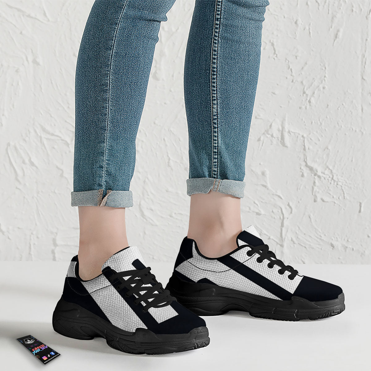 Black And White Scorpio Sign Print Black Chunky Shoes-grizzshop