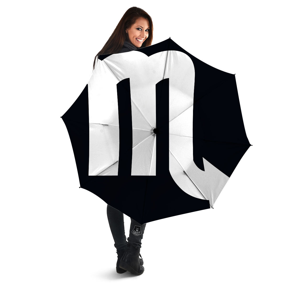 Black And White Scorpio Sign Print Umbrella-grizzshop