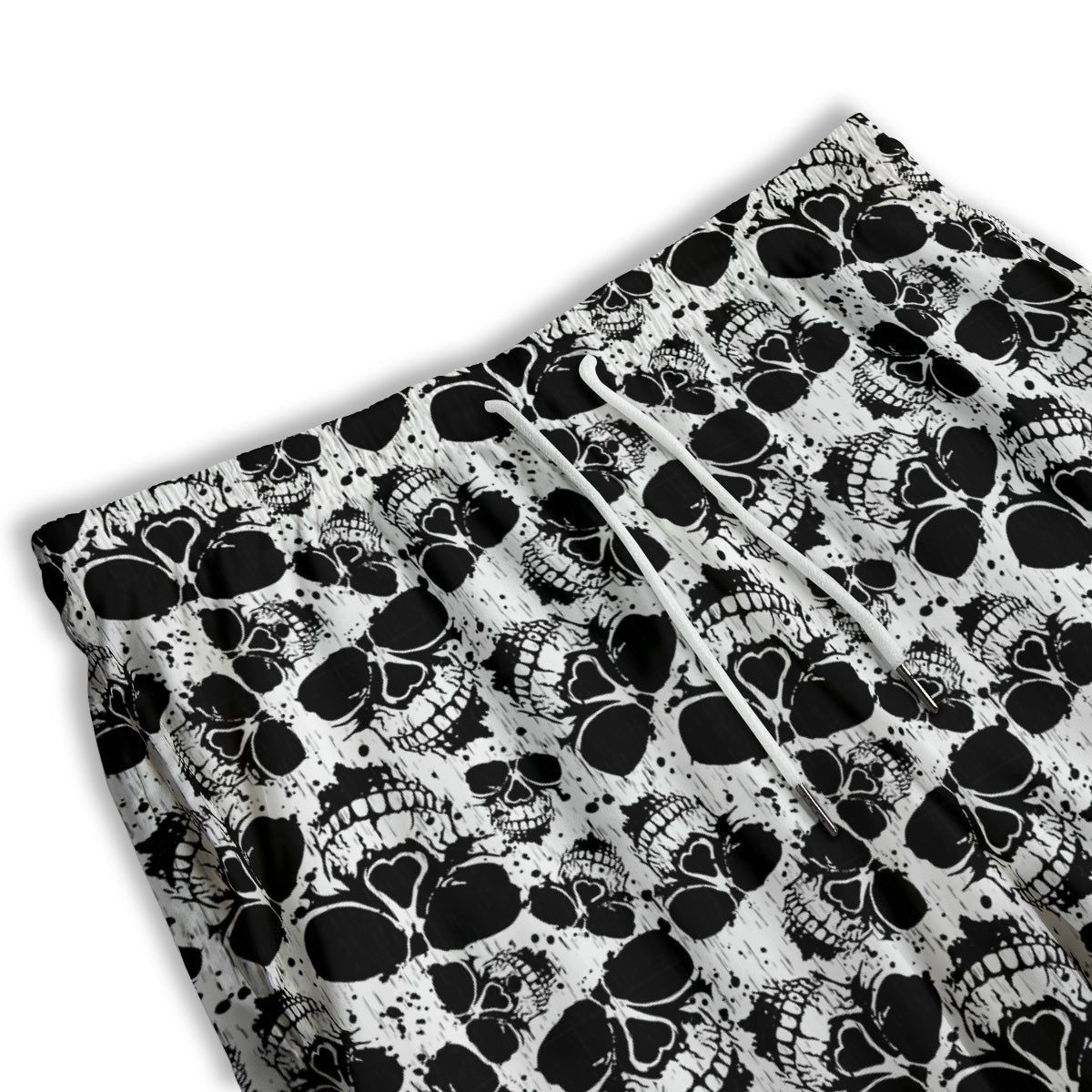 Black And White Skull Grunge Print Pattern Men's Athletic Shorts