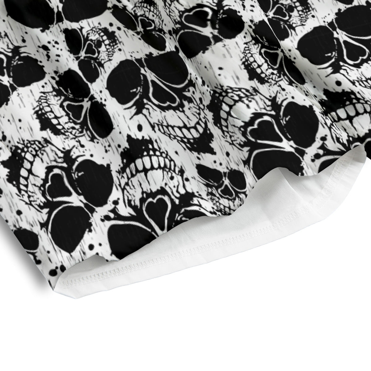Black And White Skull Grunge Print Pattern Men's Athletic Shorts