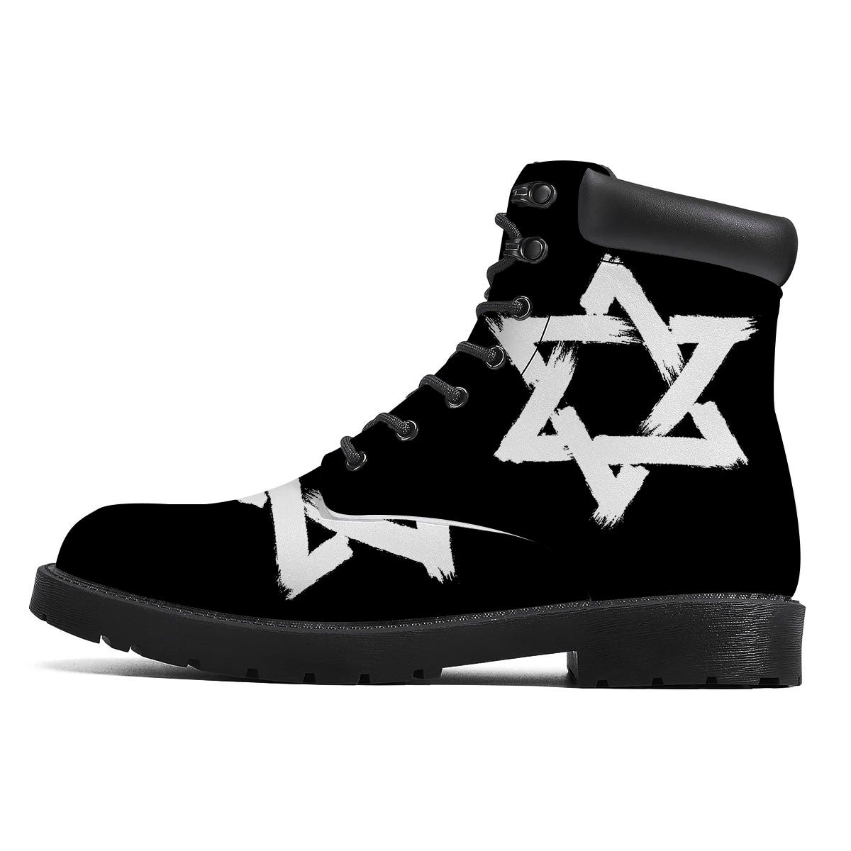 Black And White Star of David Print Boots-grizzshop