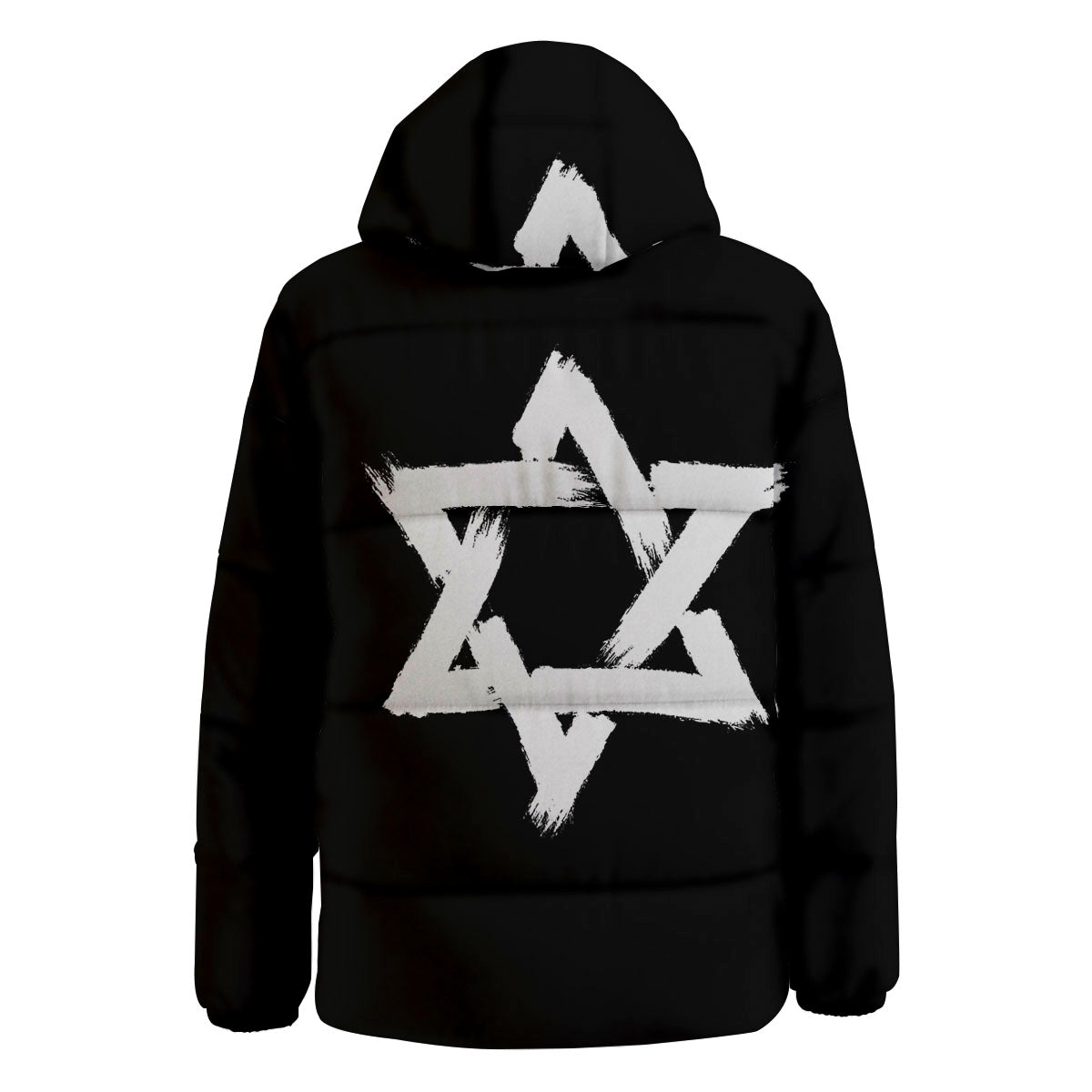 Black And White Star of David Print Down Jacket-grizzshop