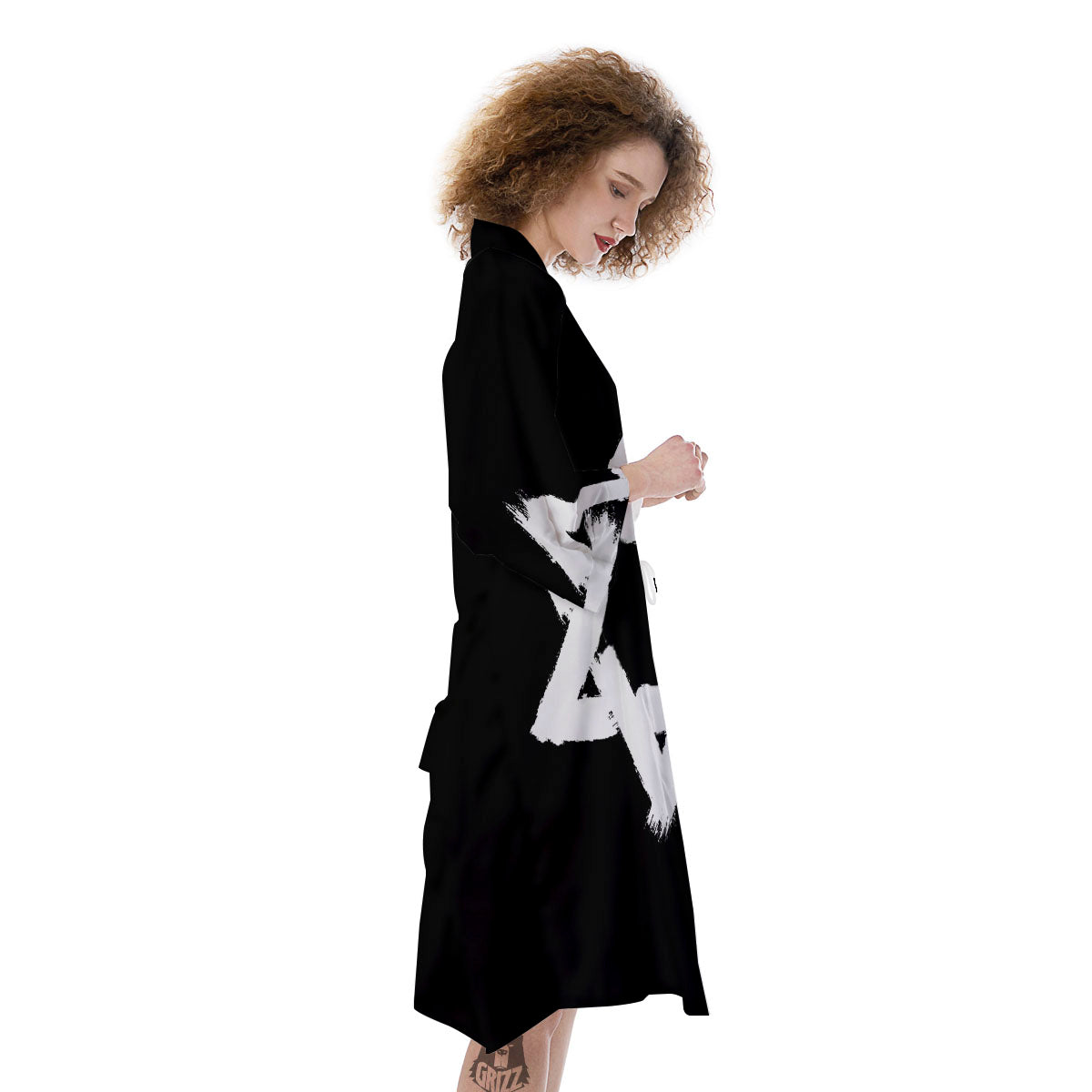Black And White Star of David Print Kimono-grizzshop