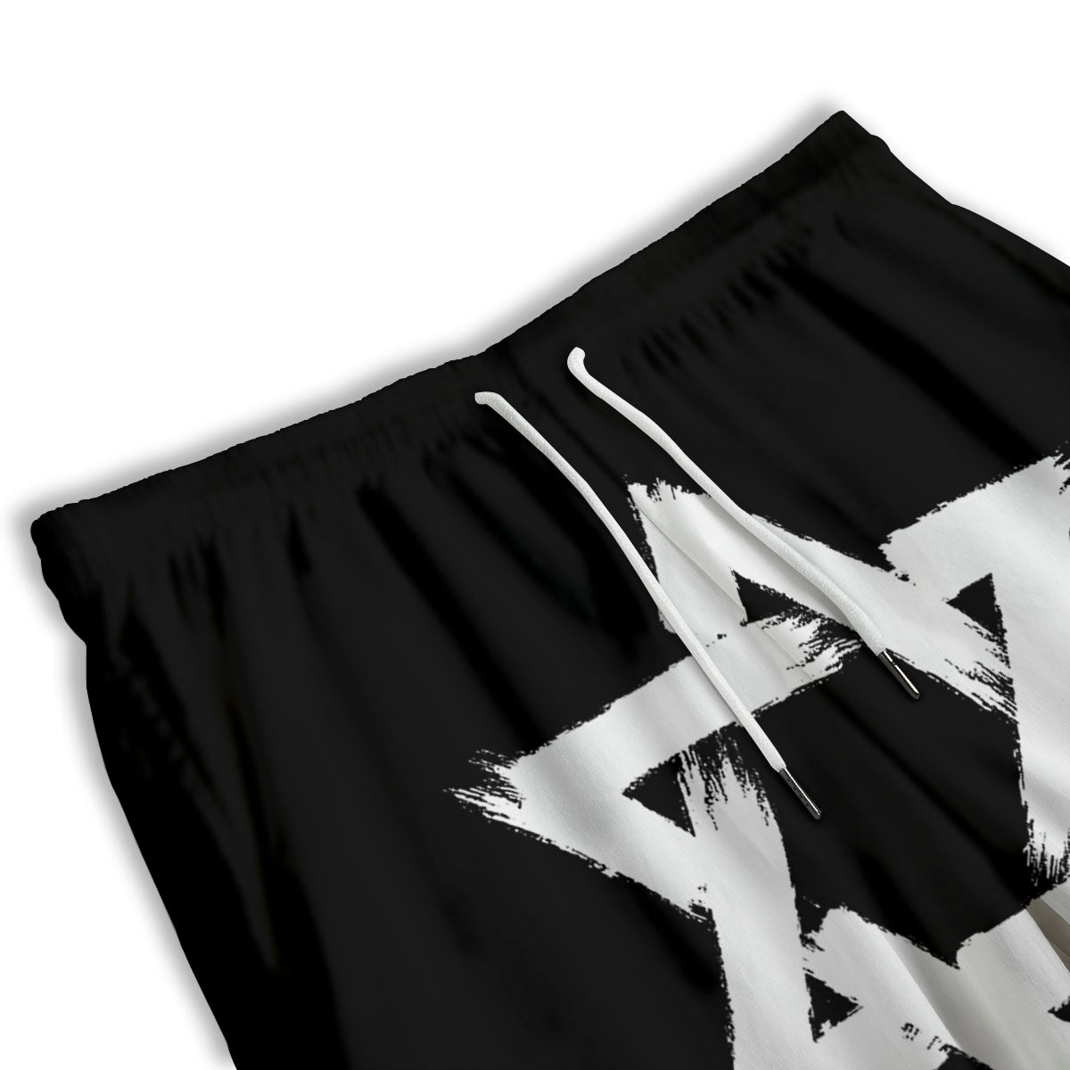 Black And White Star of David Print Men's Athletic Shorts