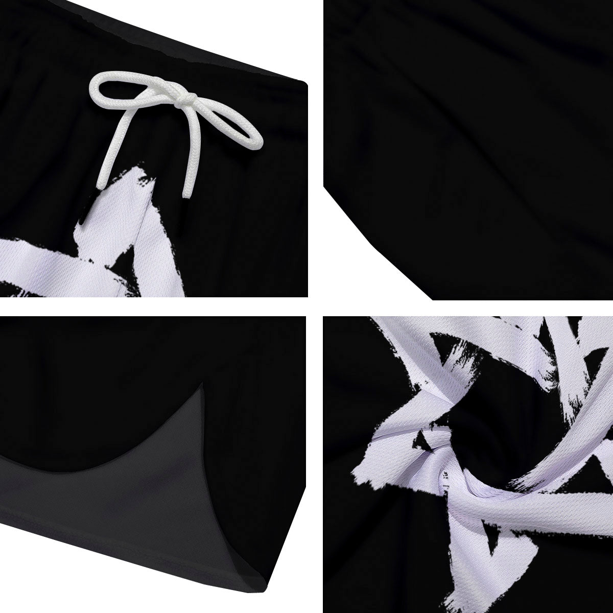 Black And White Star of David Print Men's Running Shorts-grizzshop
