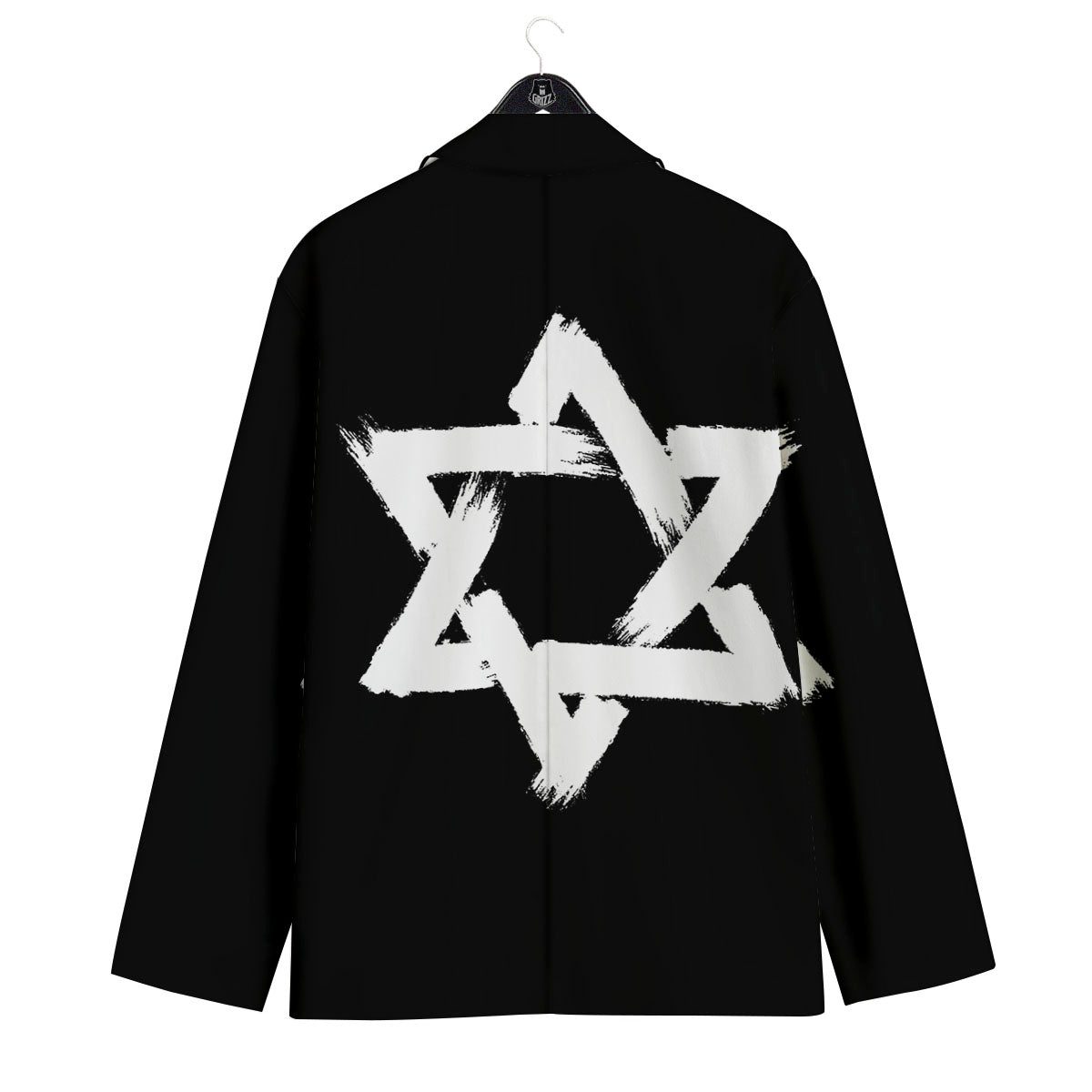 Black And White Star of David Print Men's Sport Coat-grizzshop