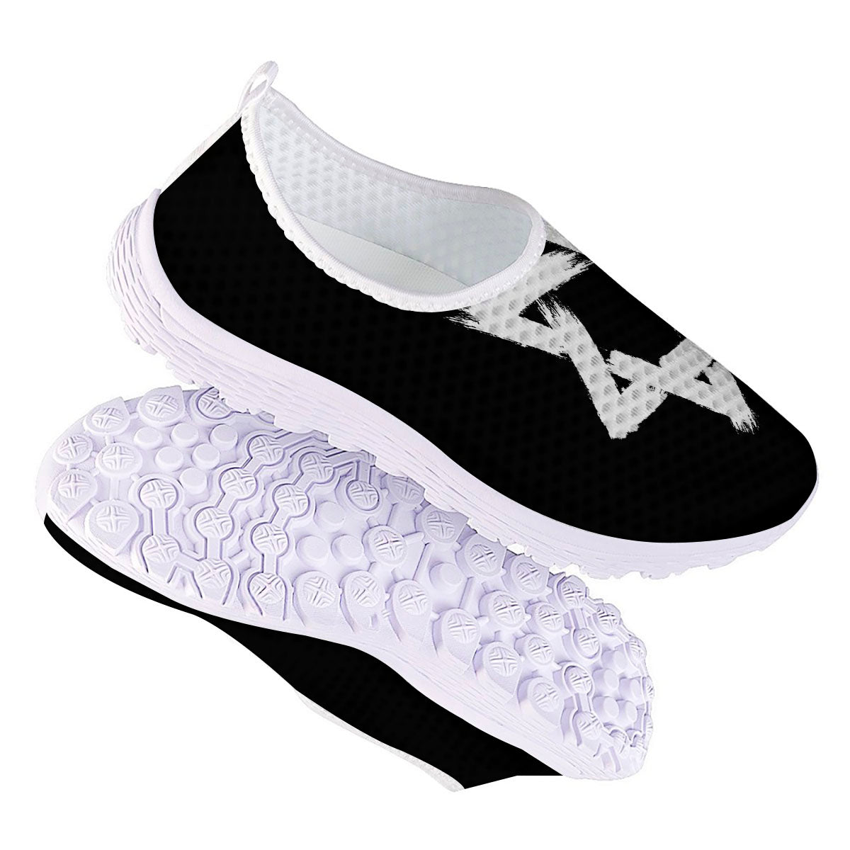 Black And White Star of David Print Nurse Shoes-grizzshop