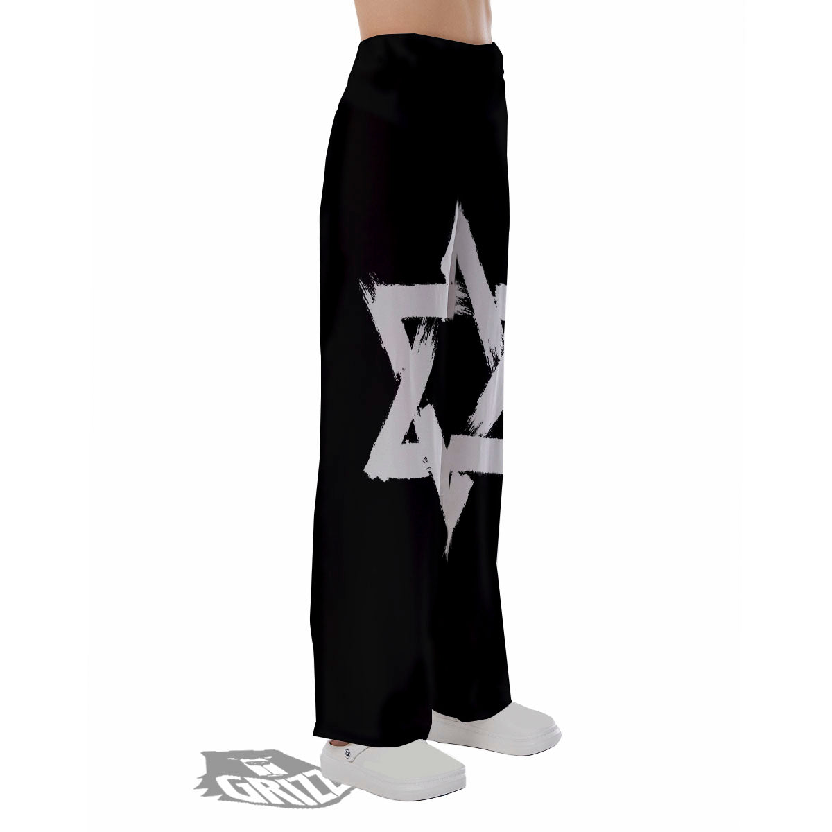 Black And White Star of David Print Pajama Pants-grizzshop