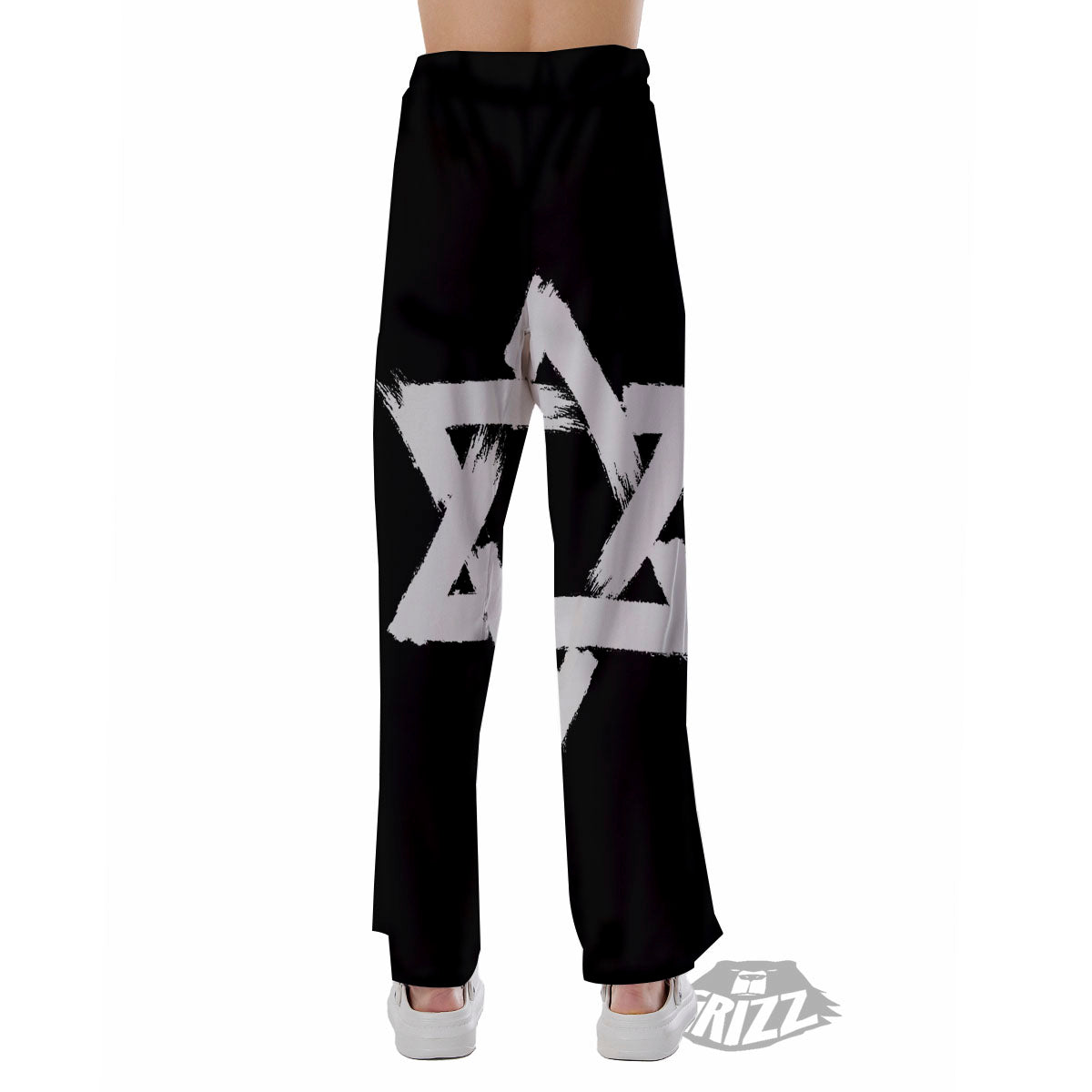 Black And White Star of David Print Pajama Pants-grizzshop