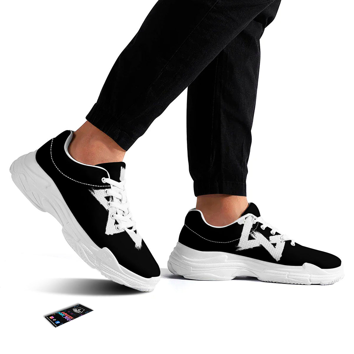 Black And White Star of David Print White Chunky Shoes-grizzshop