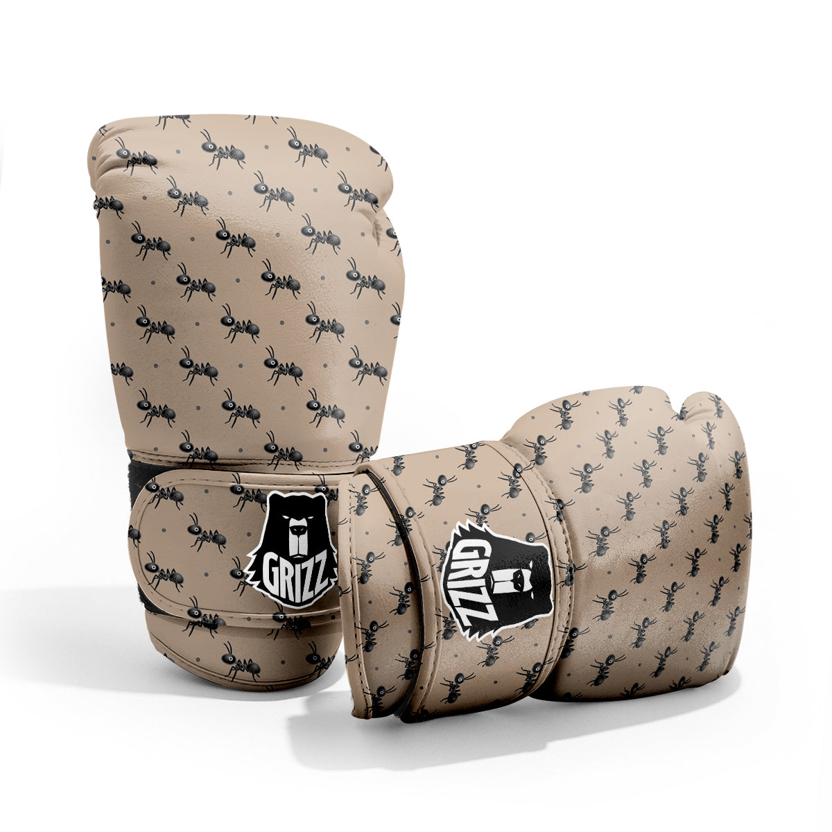 Black Ant Print Pattern Sparring Gloves-grizzshop