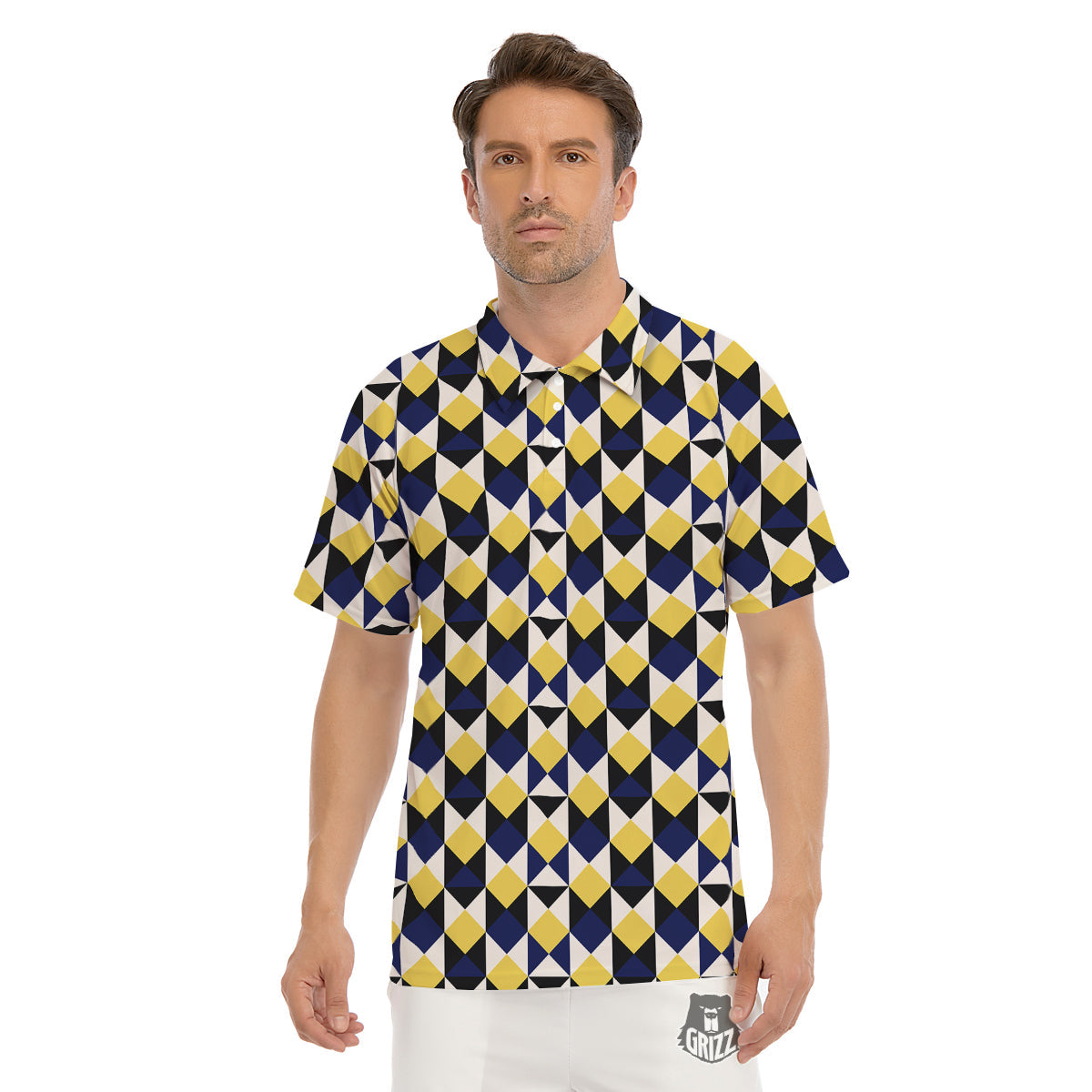 Black And Blue Cow Print Men's Golf Shirts