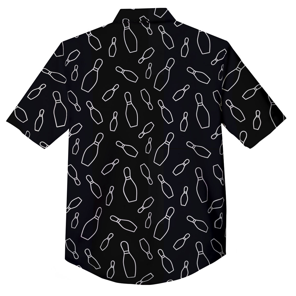 Black Bowling Pins Print Pattern Button Up Shirt-grizzshop