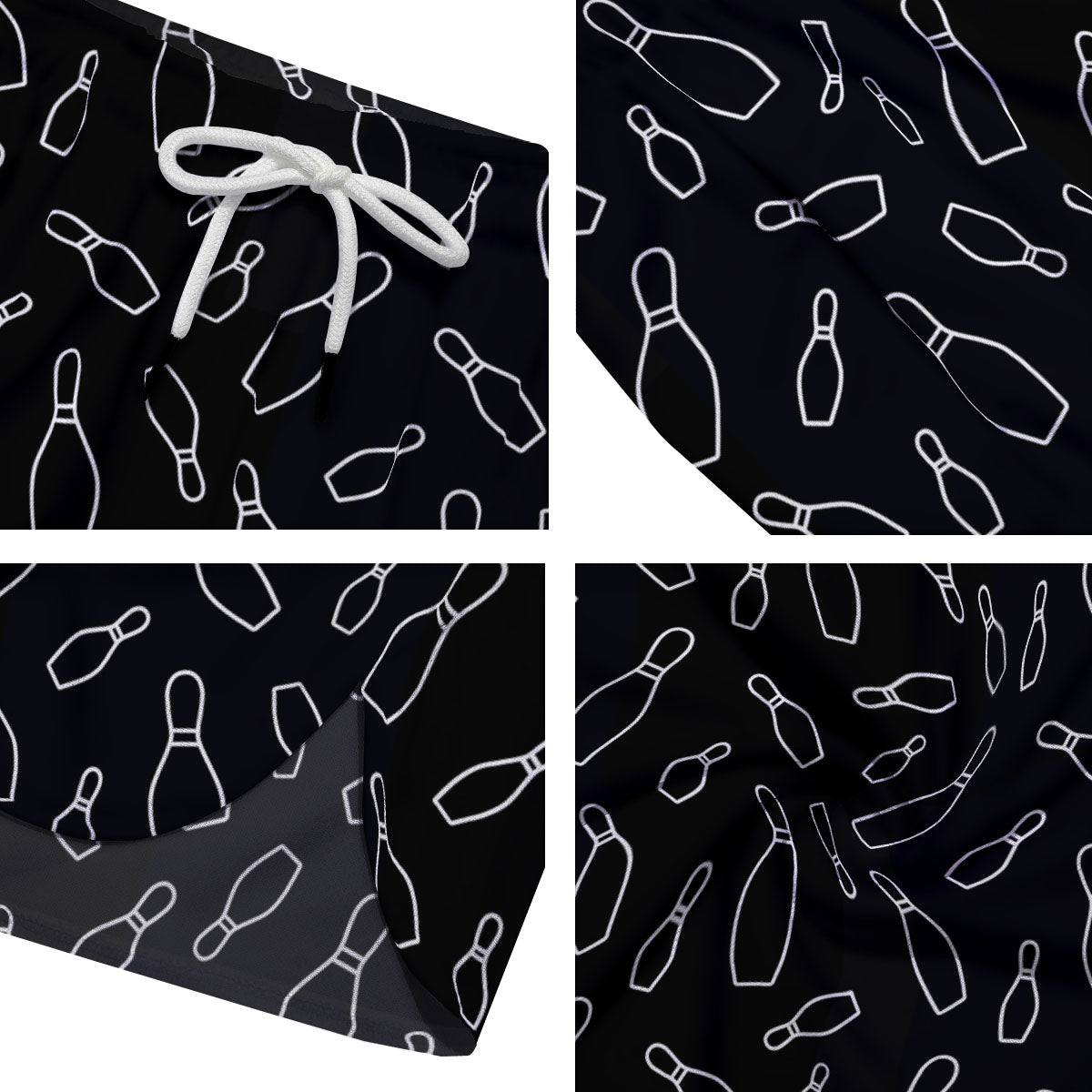 Black Bowling Pins Print Pattern Men's Running Shorts-grizzshop