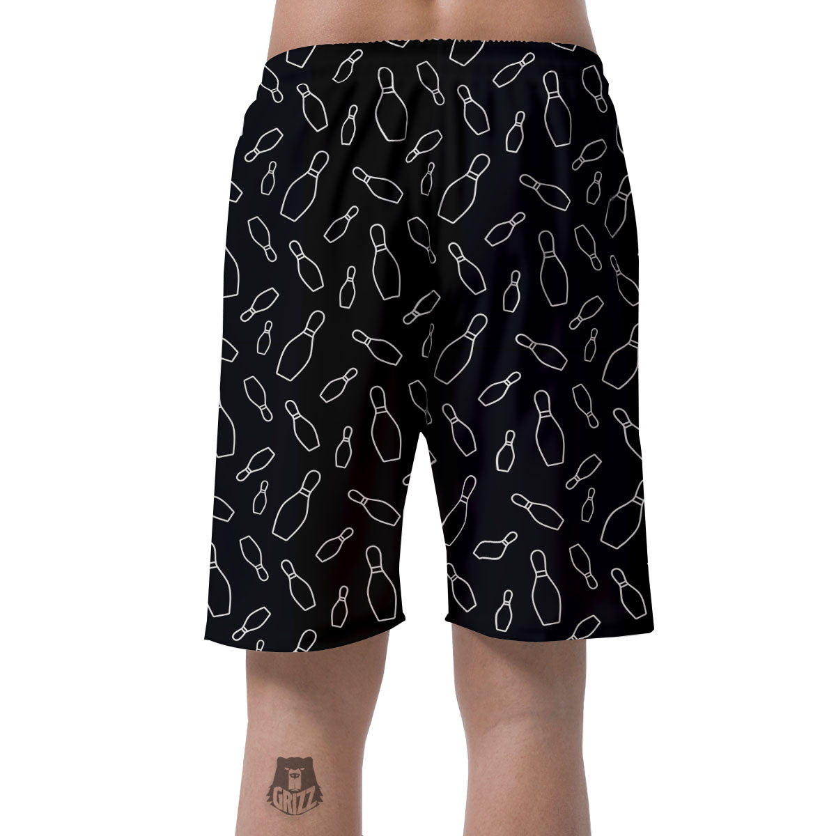 Black Bowling Pins Print Pattern Men's Shorts-grizzshop