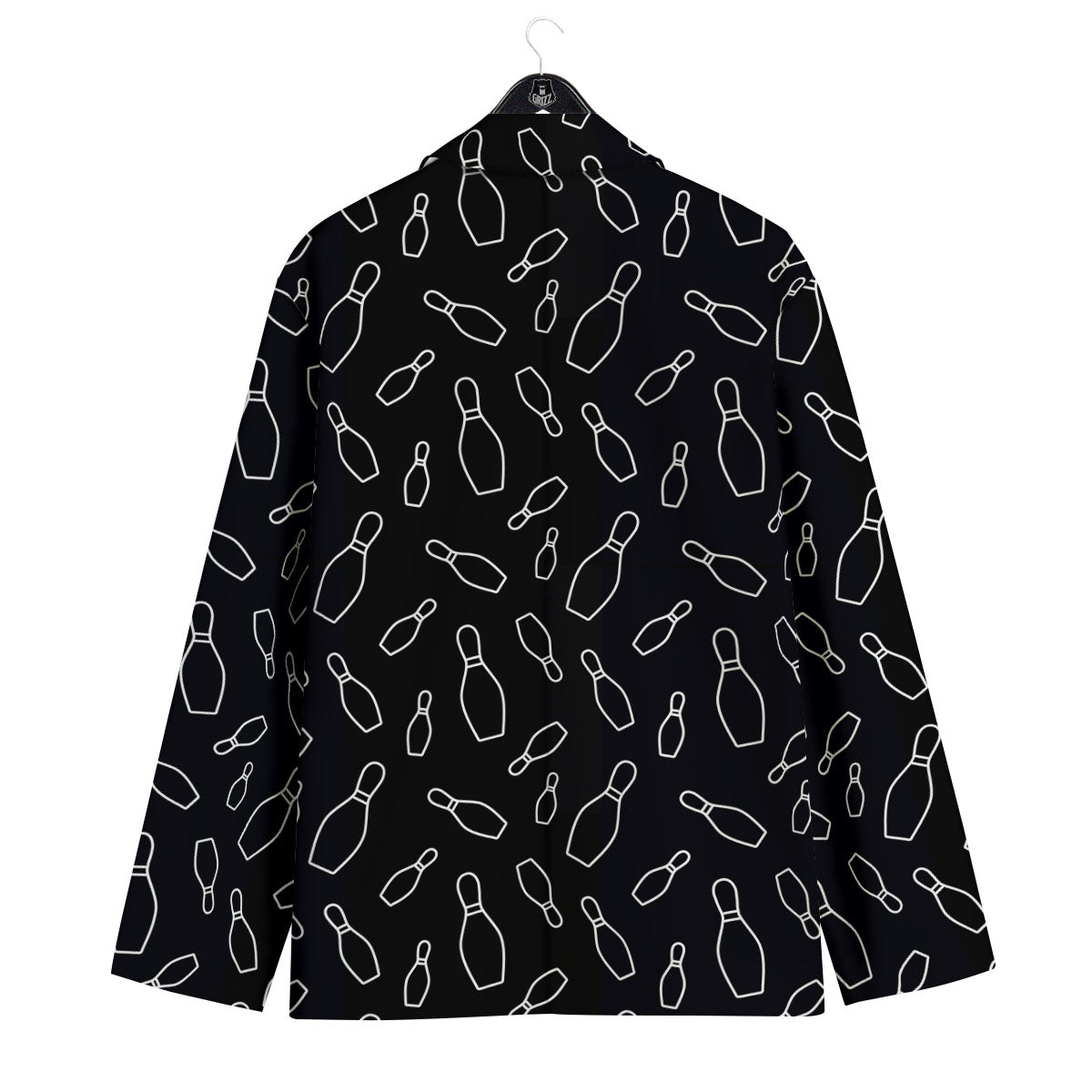 Black Bowling Pins Print Pattern Men's Sport Coat-grizzshop