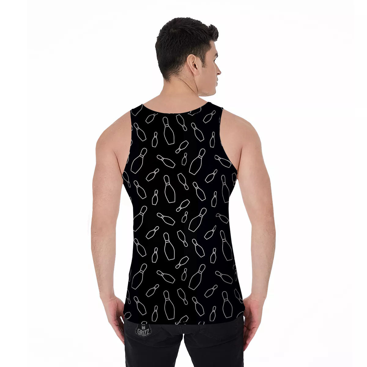 Black Bowling Pins Print Pattern Men's Tank Top-grizzshop