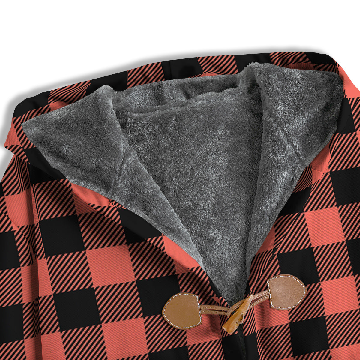 Black Buffalo Check And Coral Pink Print Men's Windbreaker Jacket-grizzshop