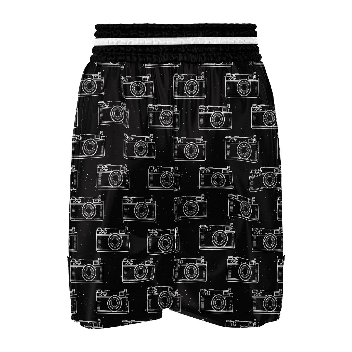 Black Camera Print Pattern Boxing Shorts-grizzshop